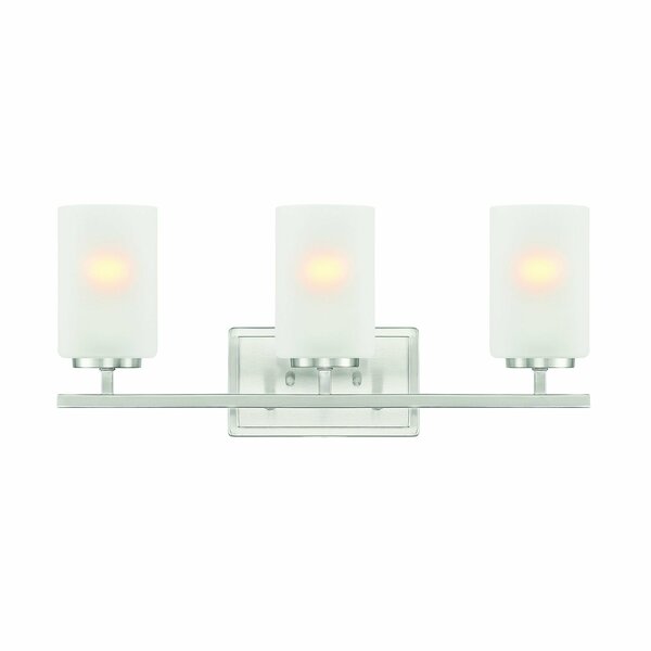 Designers Fountain Carmine 21in 3-Light Brushed Nickel Modern Indoor Vanity Light with Etched Glass Shades D239M-3B-BN